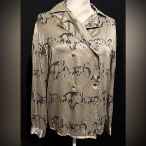 Vintage Ann May Double Breasted Silk Charmeuse Polar Bear Blouse